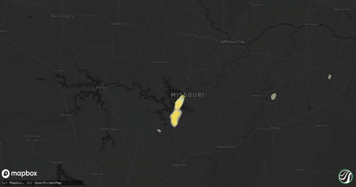 Hail map in Lake Ozark, MO on September 16, 2026