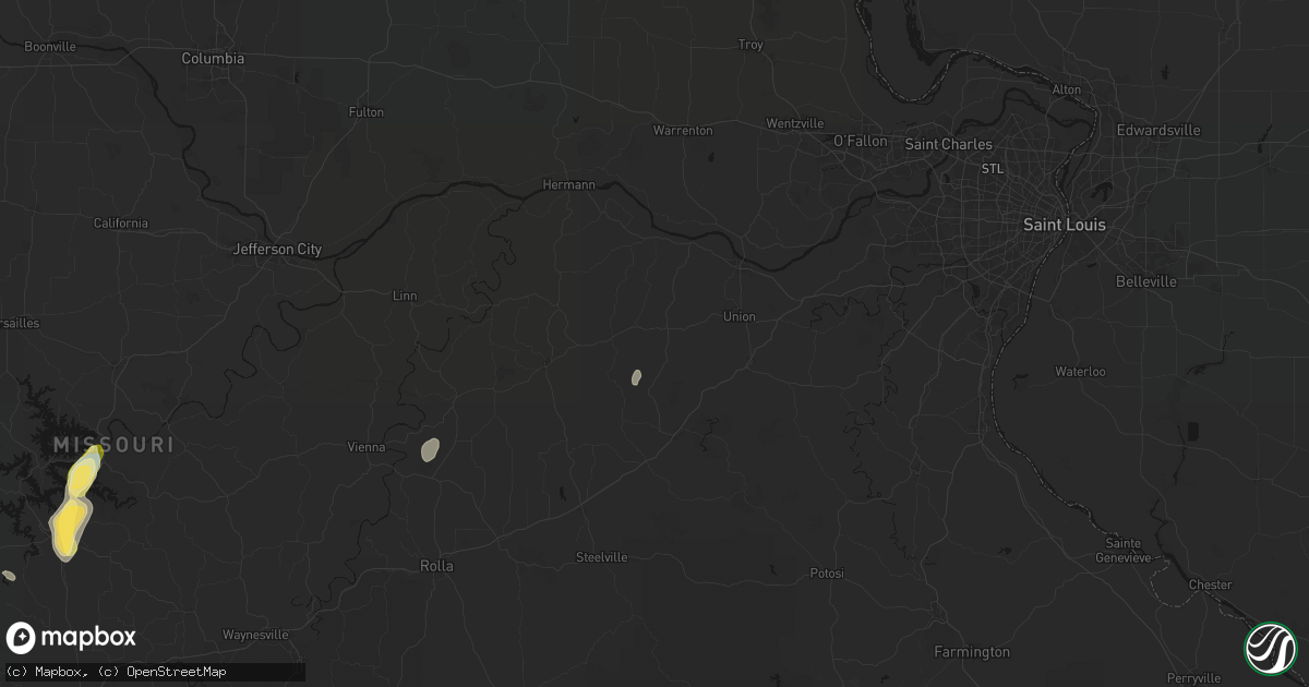 Hail map in Leslie, MO on September 16, 2026