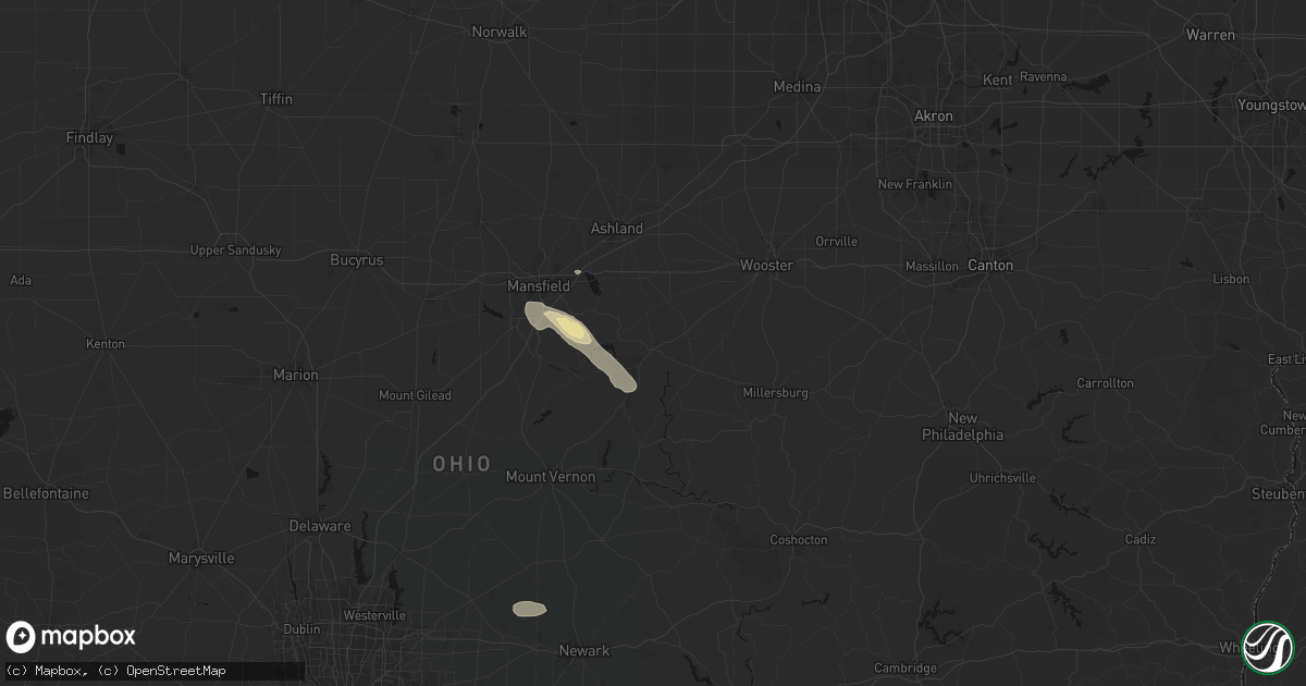 Hail map in Loudonville, OH on September 16, 2026