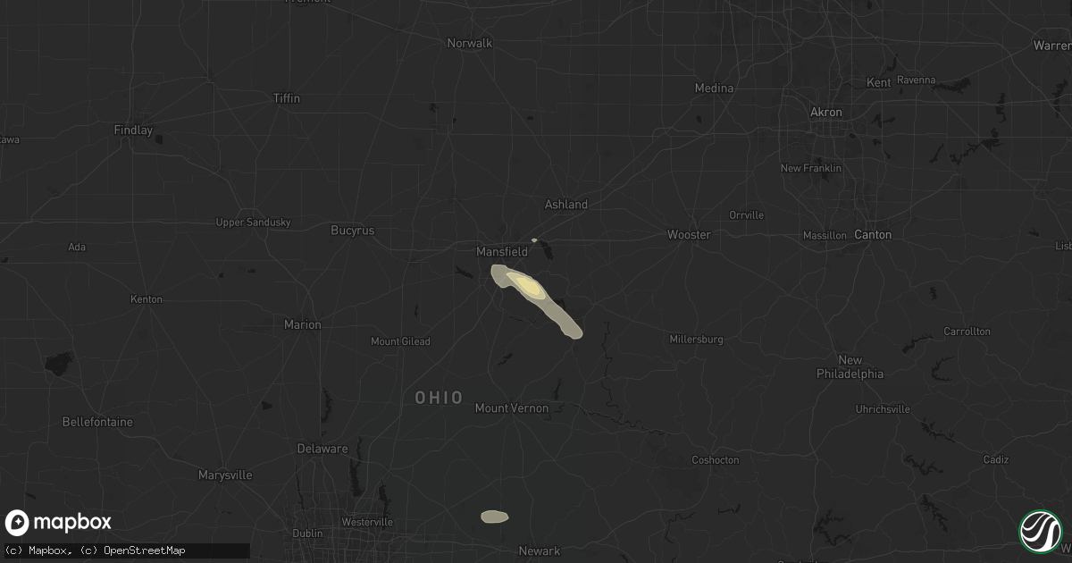 Hail map in Lucas, OH on September 16, 2026