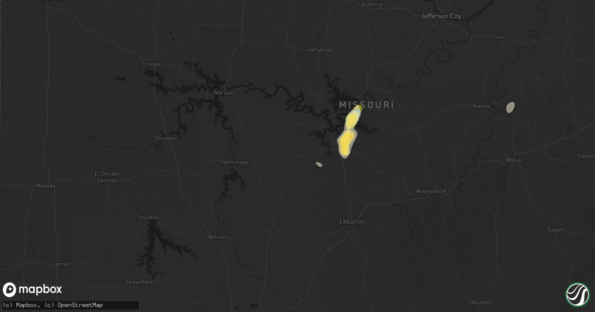 Hail map in Macks Creek, MO on September 16, 2026