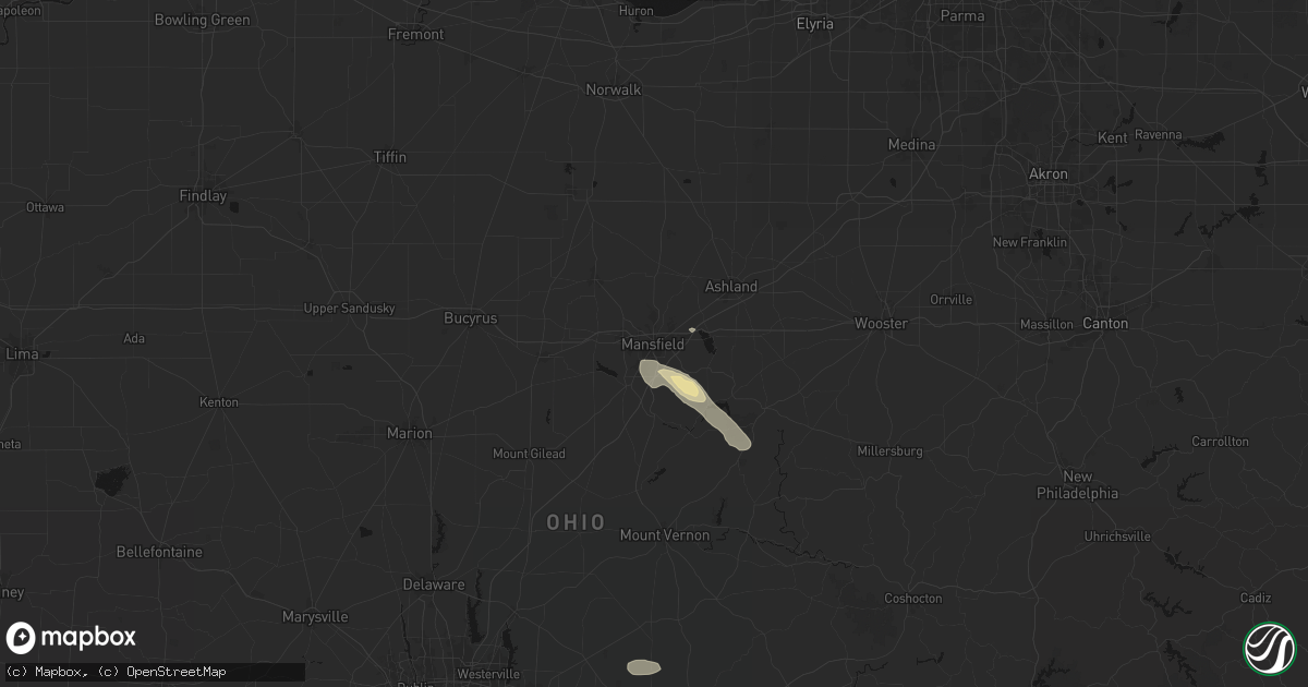 Hail map in Mansfield, OH on September 16, 2026