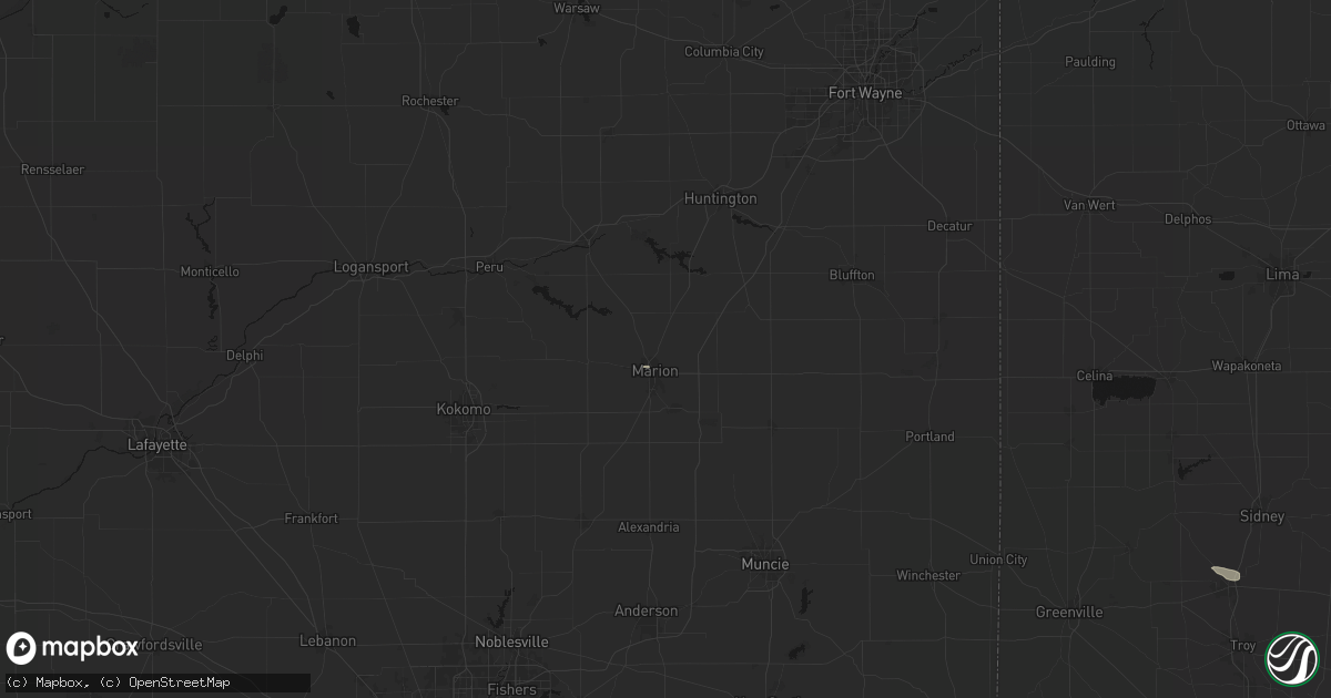 Hail map in Marion, IN on September 16, 2026