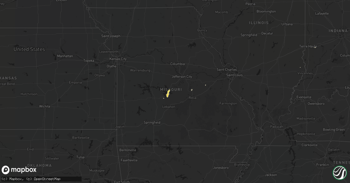 Hail map in Missouri on September 16, 2026
