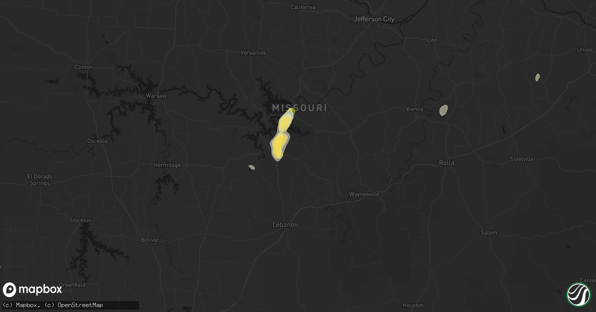 Hail map in Montreal, MO on September 16, 2026