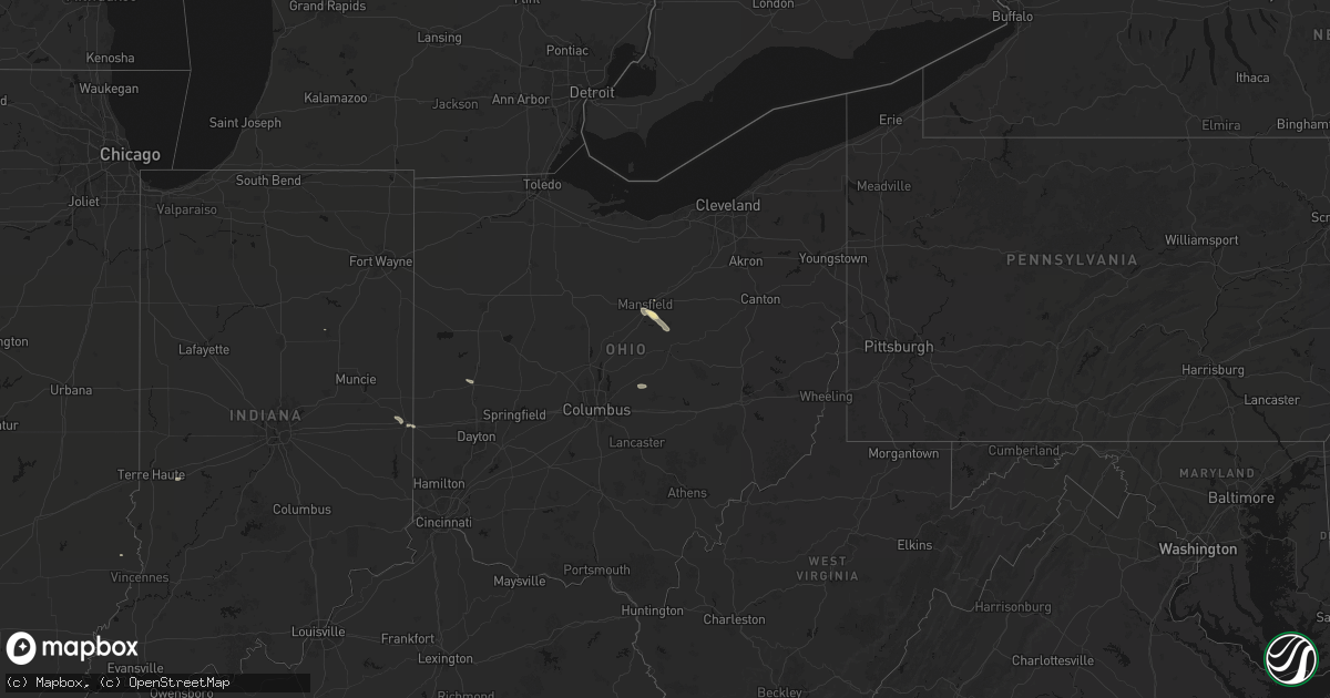 Hail map in Ohio on September 16, 2026