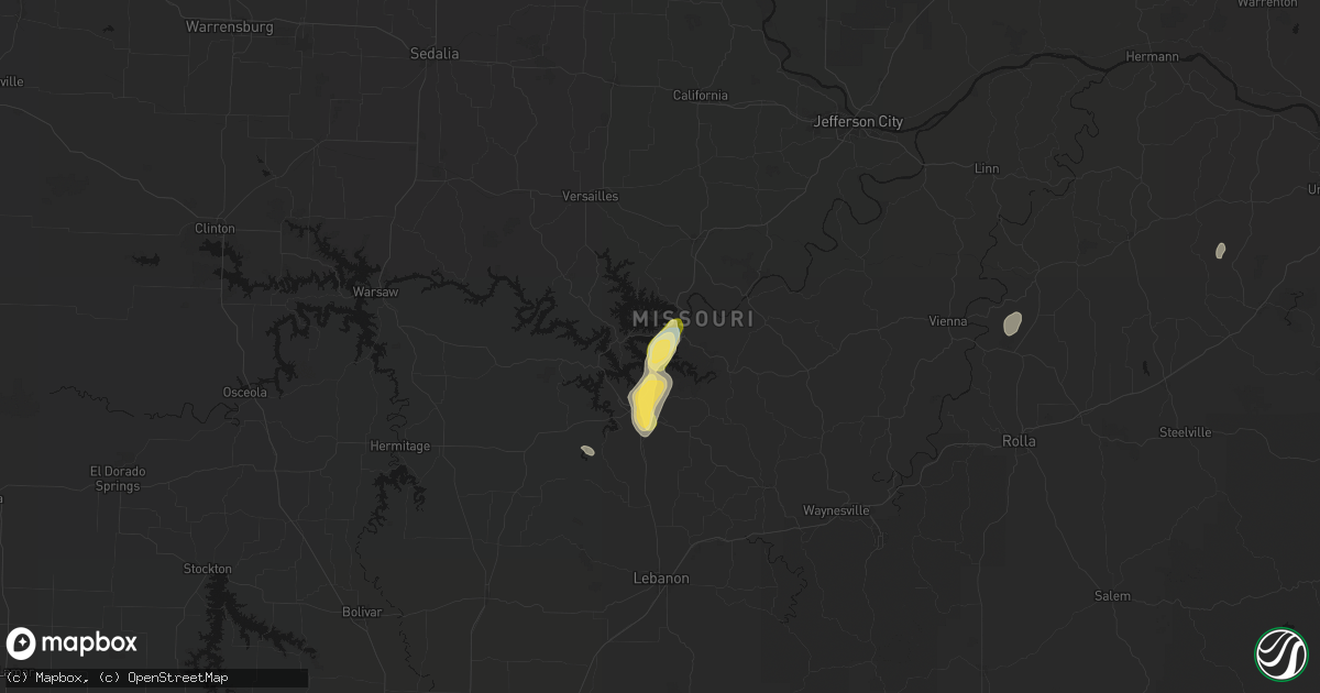 Hail map in Osage Beach, MO on September 16, 2026