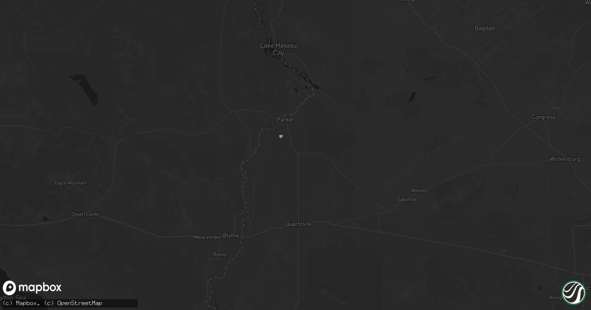 Hail map in Parker, AZ on September 16, 2026