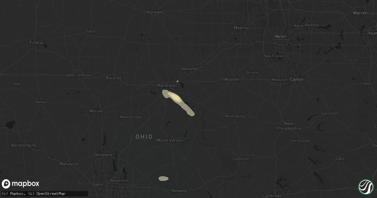 Hail map in Perrysville, OH on September 16, 2026