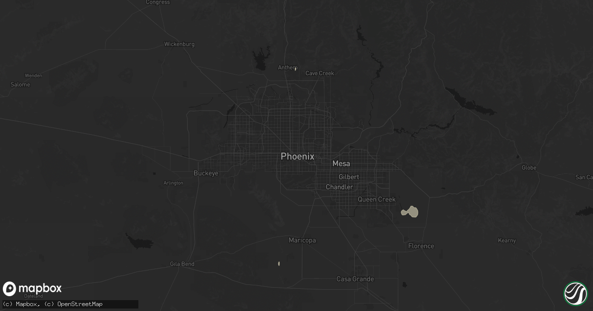 Hail map in Phoenix, AZ on September 16, 2026