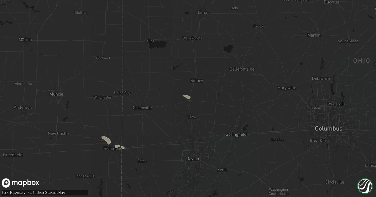 Hail map in Piqua, OH on September 16, 2026