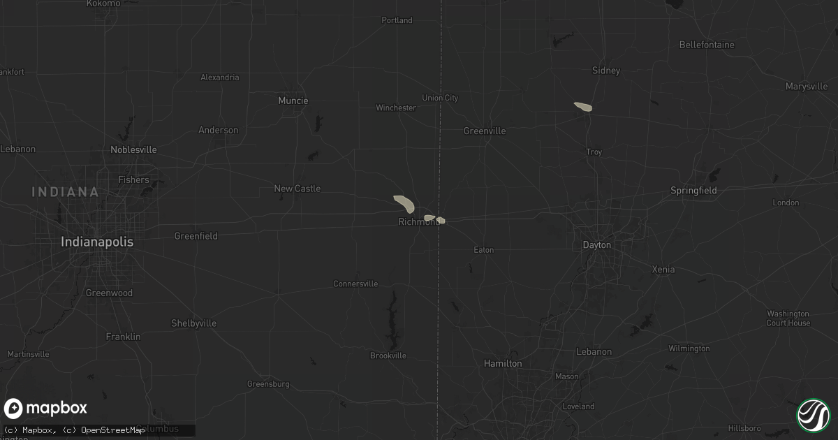 Hail map in Richmond, IN on September 16, 2026