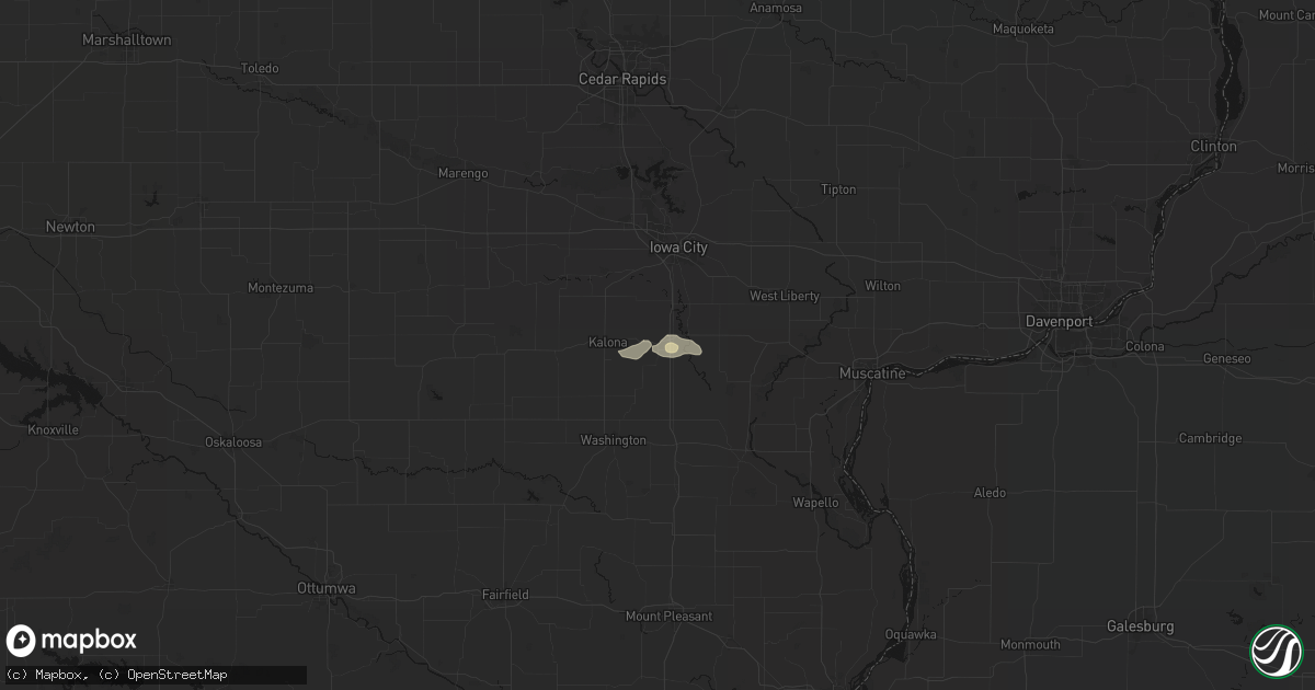 Hail map in Riverside, IA on September 16, 2026