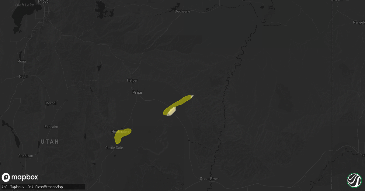 Hail map in Sunnyside, UT on September 16, 2026