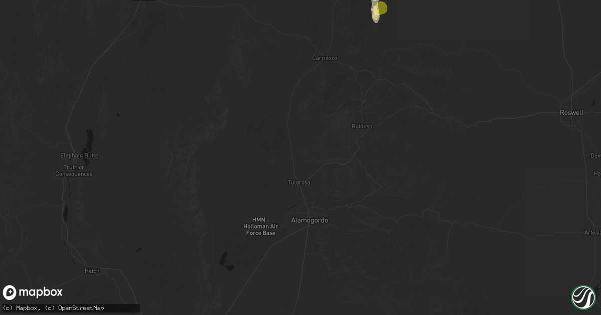 Hail map in Tularosa, NM on September 16, 2026