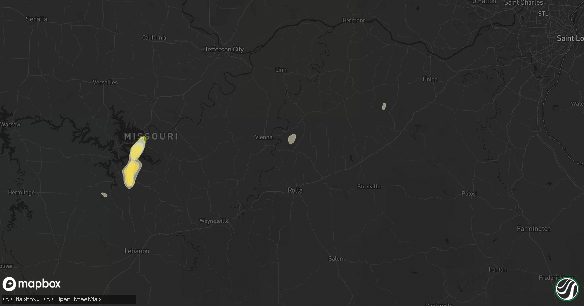 Hail map in Vichy, MO on September 16, 2026