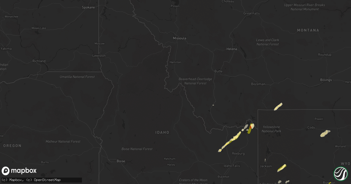 Hail map in Idaho on September 17, 2013