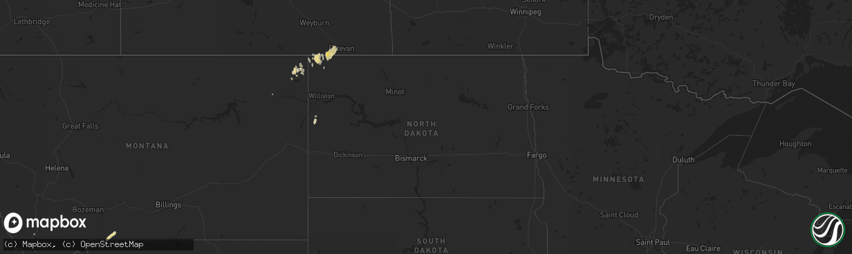 Hail map in North Dakota on September 17, 2013