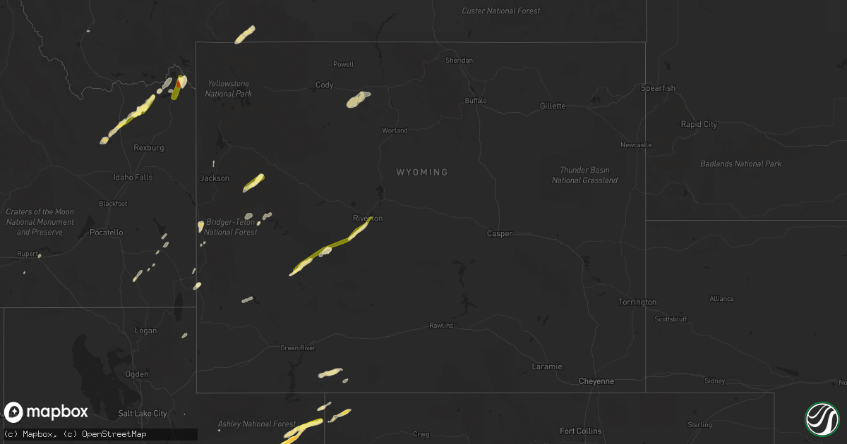 Hail map in Wyoming on September 17, 2013