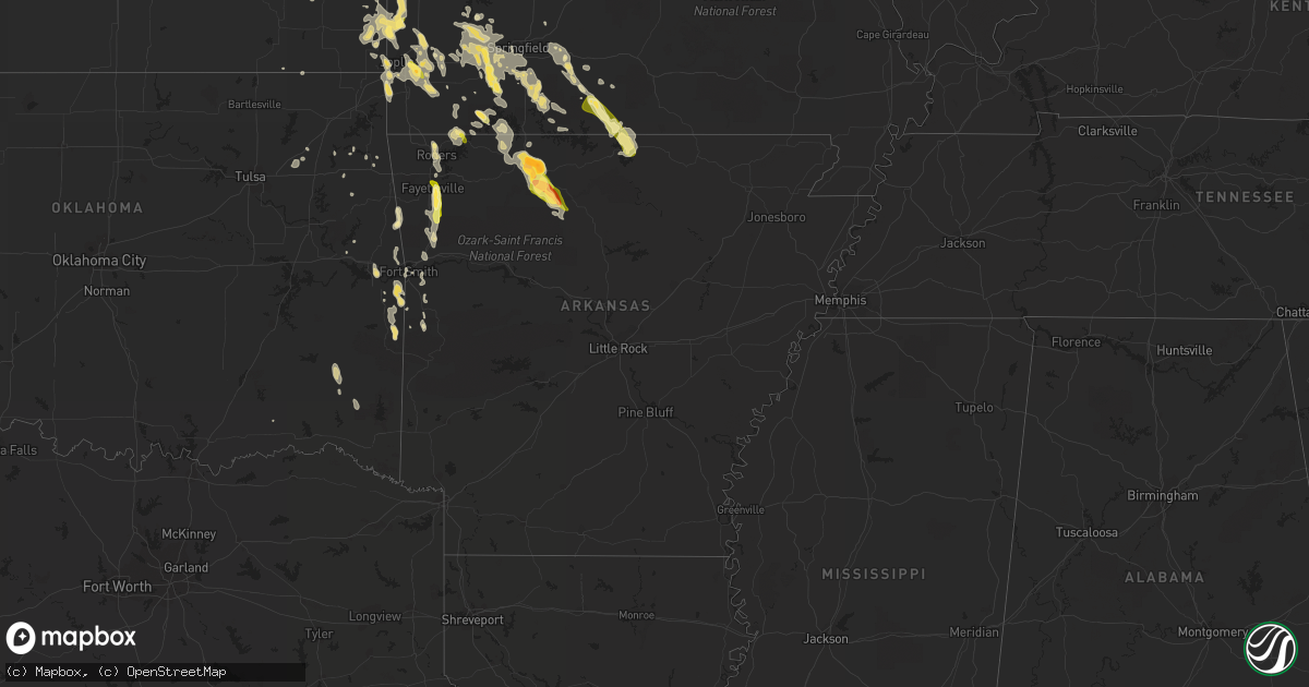 Hail map in Arkansas on September 17, 2014