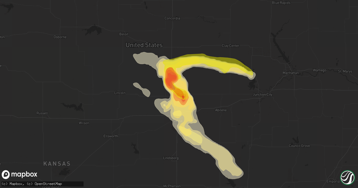 Hail map in Bennington, KS on September 17, 2014
