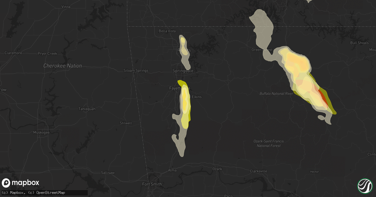Hail map in Fayetteville, AR on September 17, 2014