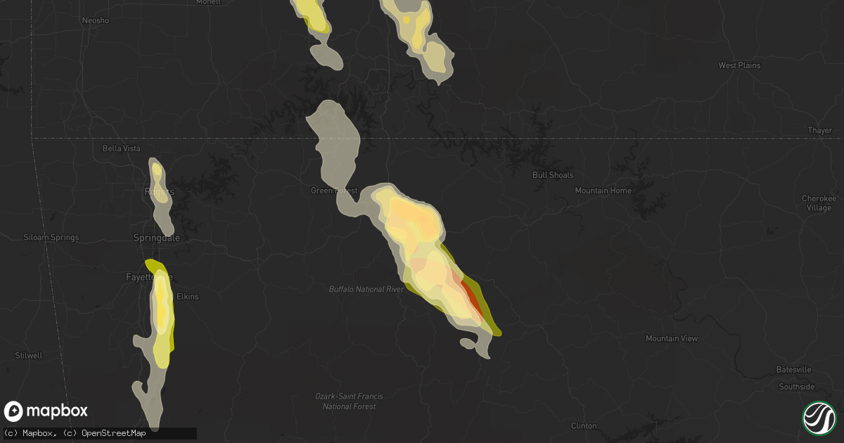 Hail map in Harrison, AR on September 17, 2014