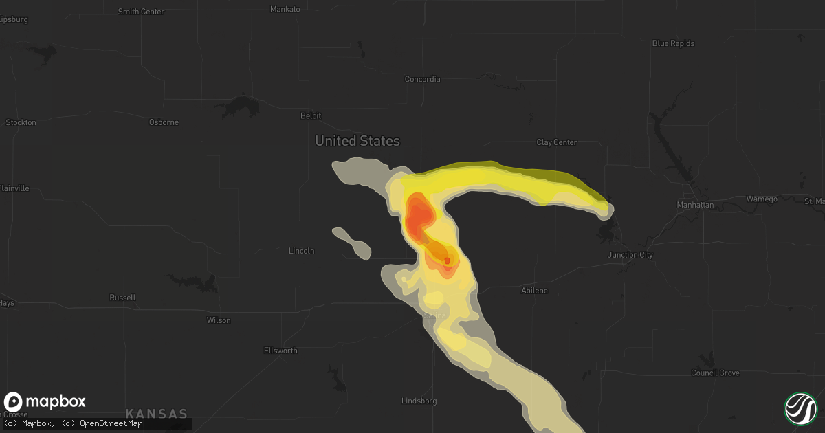 Hail map in Minneapolis, KS on September 17, 2014