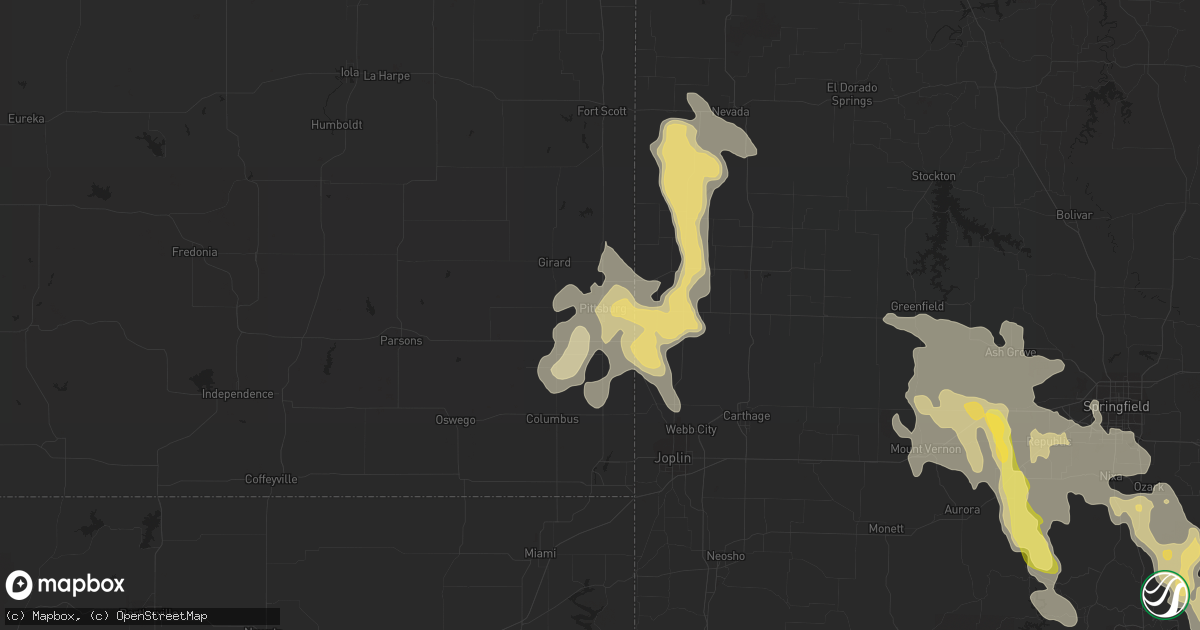 Hail map in Pittsburg, KS on September 17, 2014