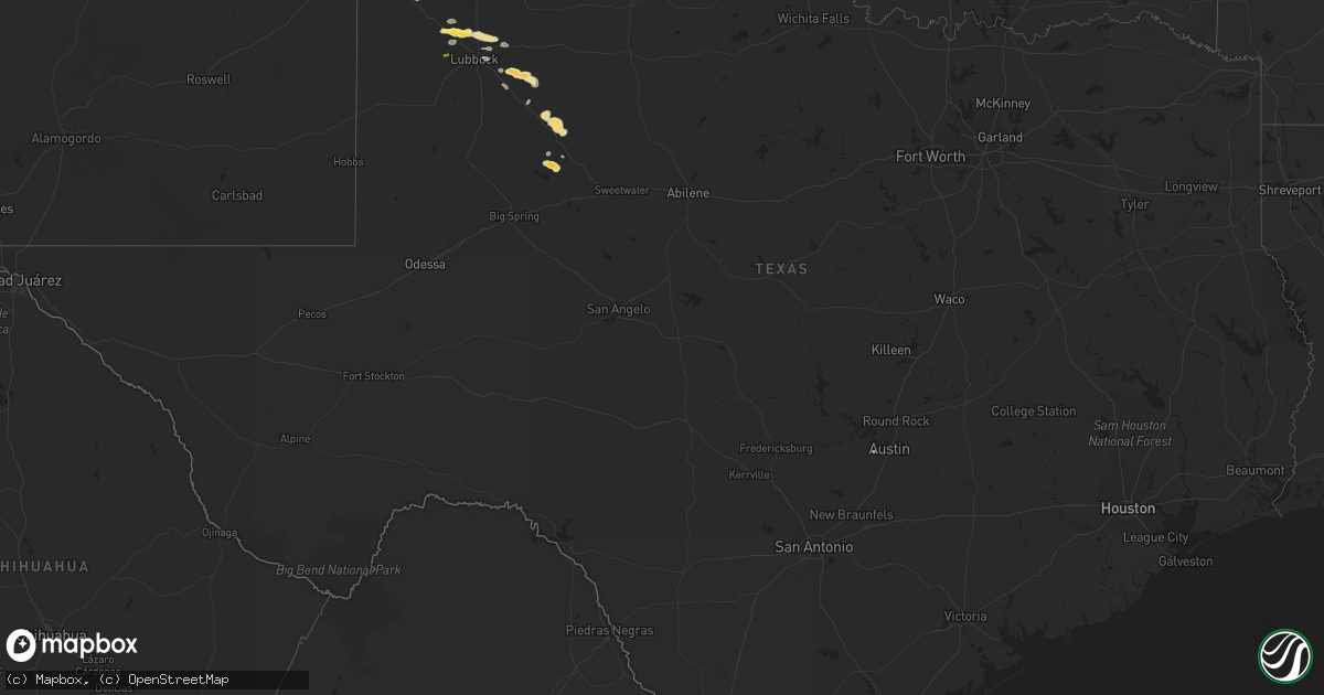 Hail map in Texas on September 17, 2014