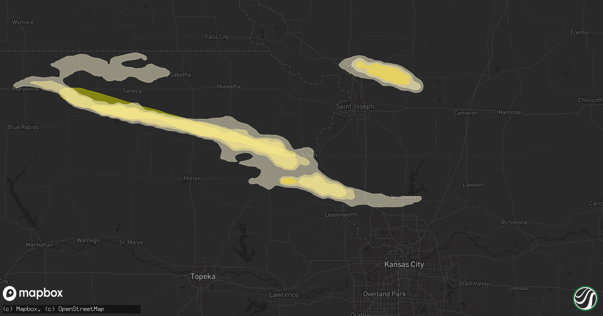 Hail map in Atchison, KS on September 17, 2015