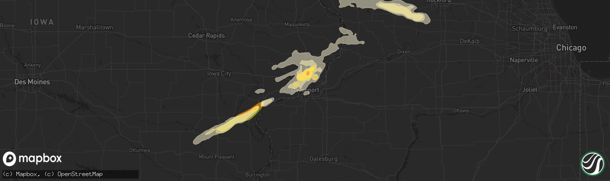 Hail map in Davenport, IA on September 17, 2015