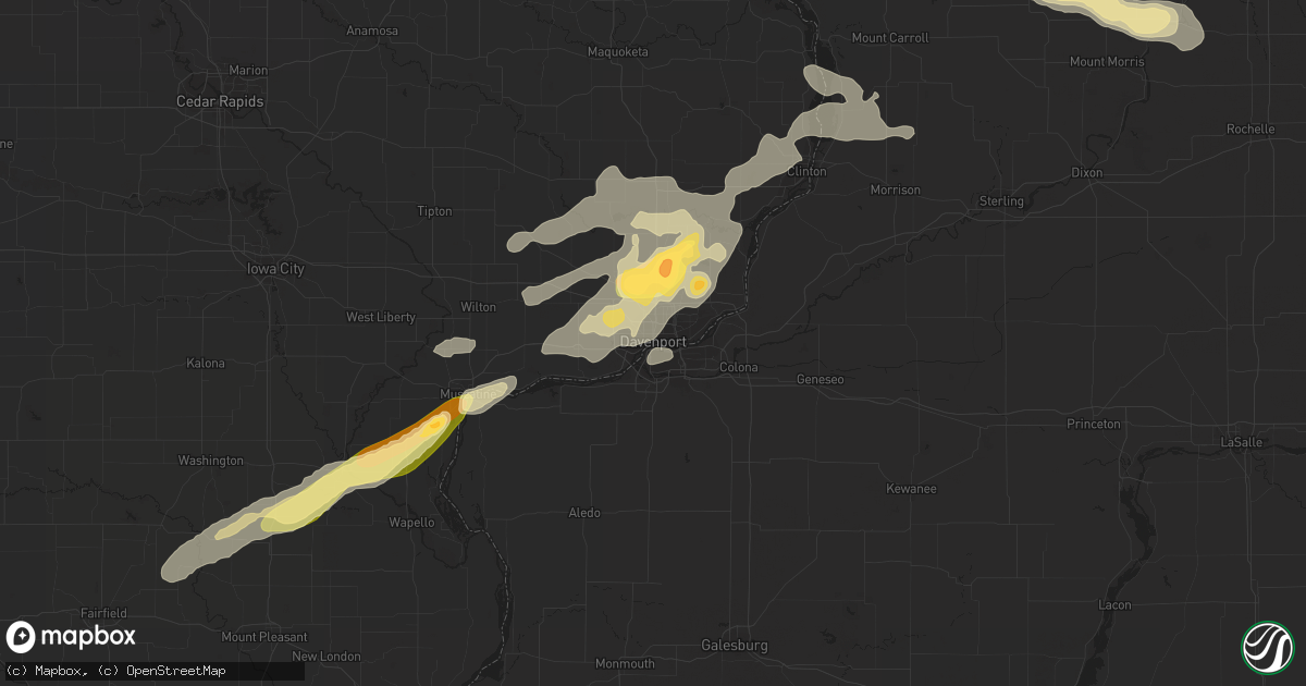 Hail map in Davenport, IA on September 17, 2015