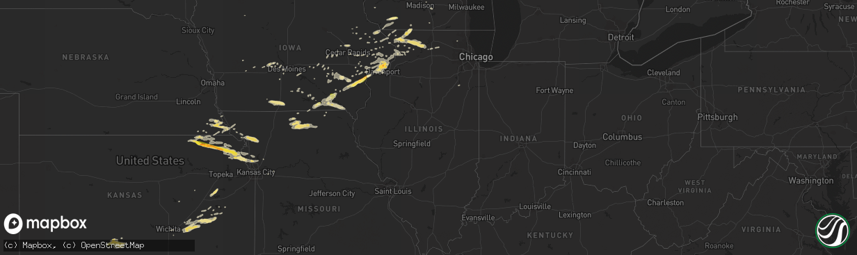 Hail map in Illinois on September 17, 2015