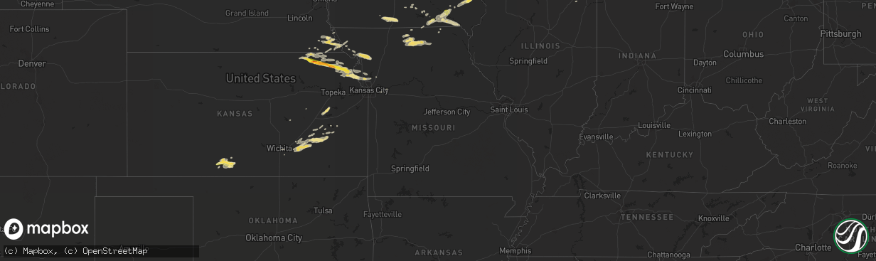 Hail map in Missouri on September 17, 2015