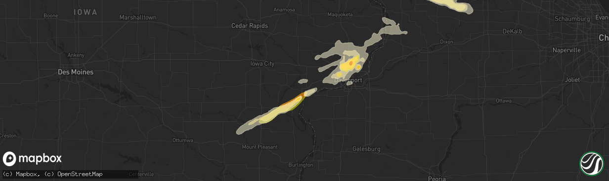 Hail map in Muscatine, IA on September 17, 2015