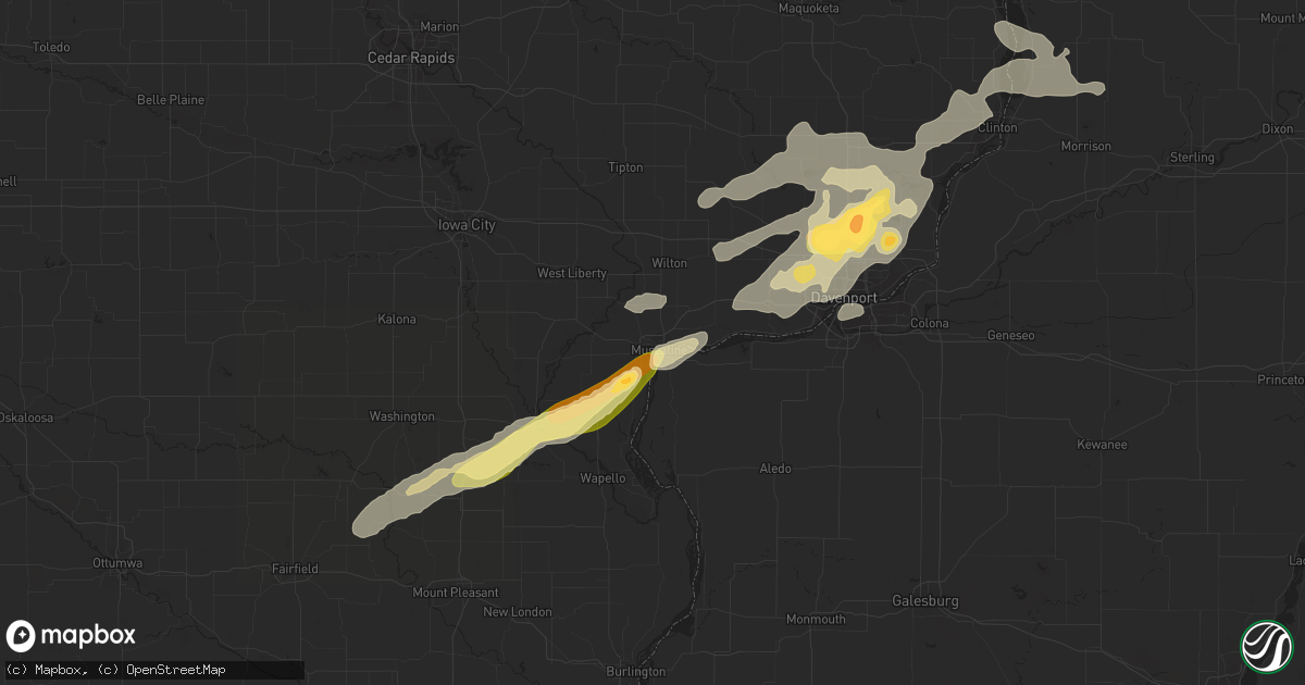 Hail map in Muscatine, IA on September 17, 2015