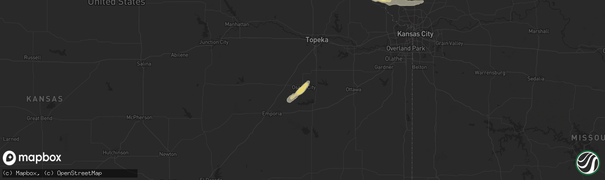 Hail map in Osage City, KS on September 17, 2015