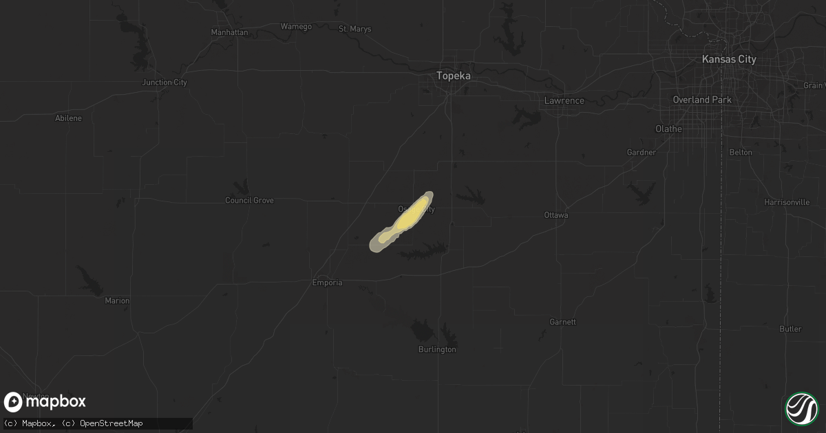 Hail map in Osage City, KS on September 17, 2015