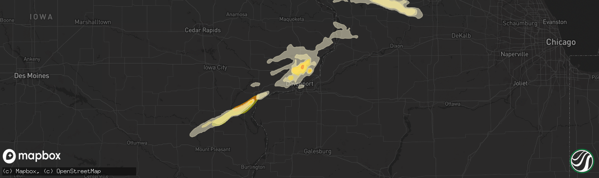 Hail map in Rock Island, IL on September 17, 2015