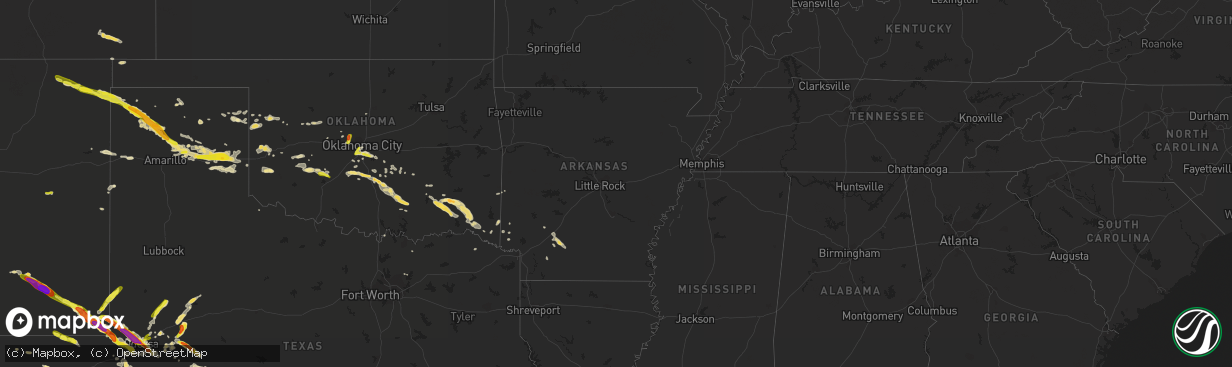 Hail map in Arkansas on September 17, 2016