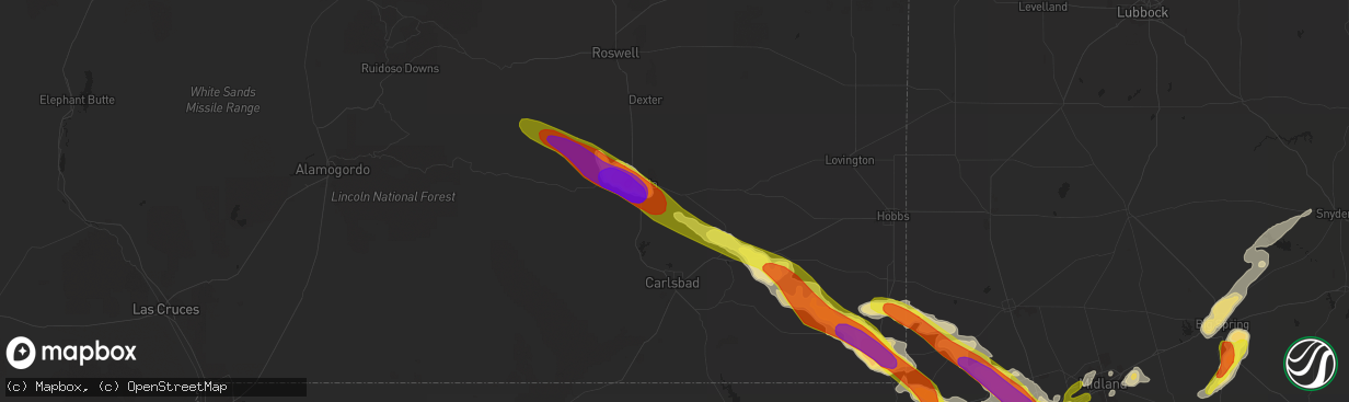 Hail map in Artesia, NM on September 17, 2016