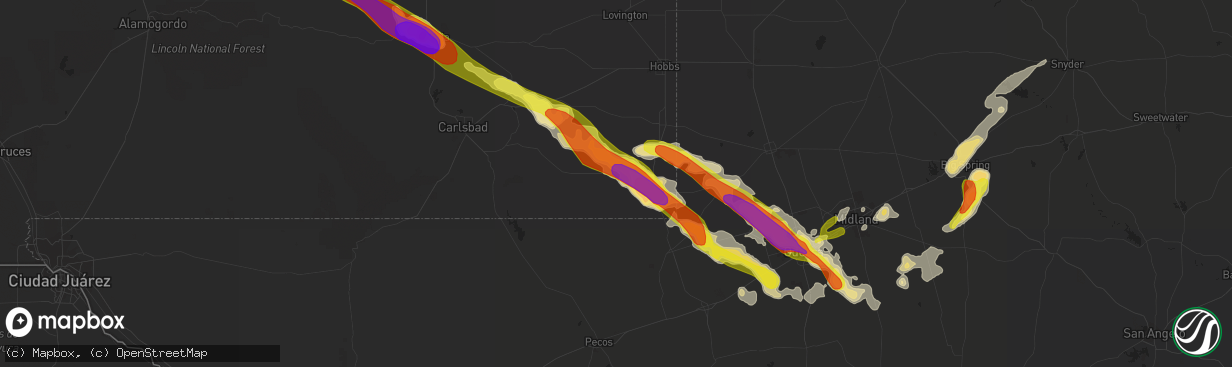 Hail map in Jal, NM on September 17, 2016