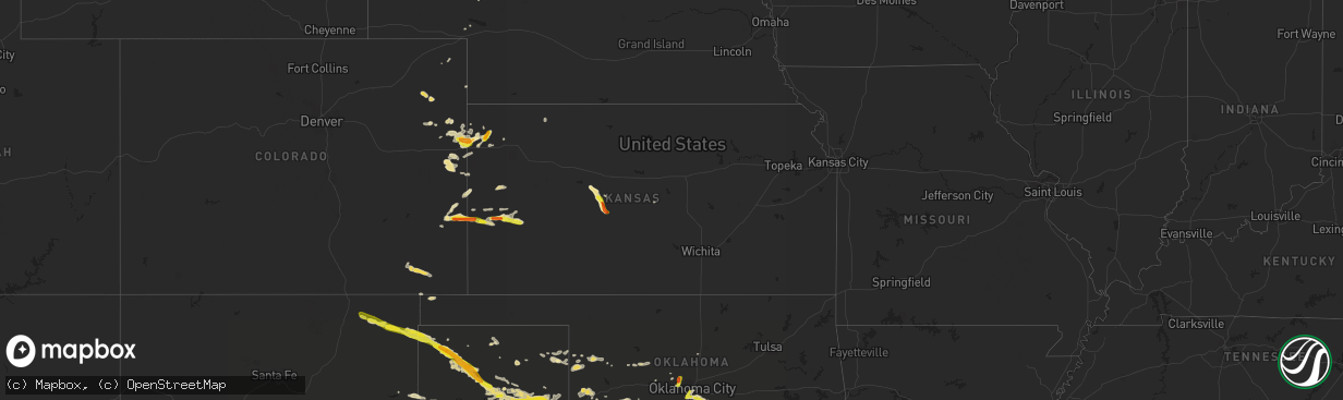 Hail map in Kansas on September 17, 2016