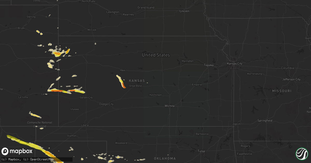 Hail map in Kansas on September 17, 2016