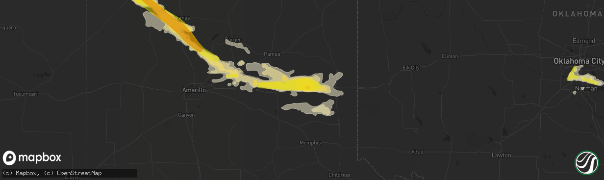 Hail map in Mclean, TX on September 17, 2016