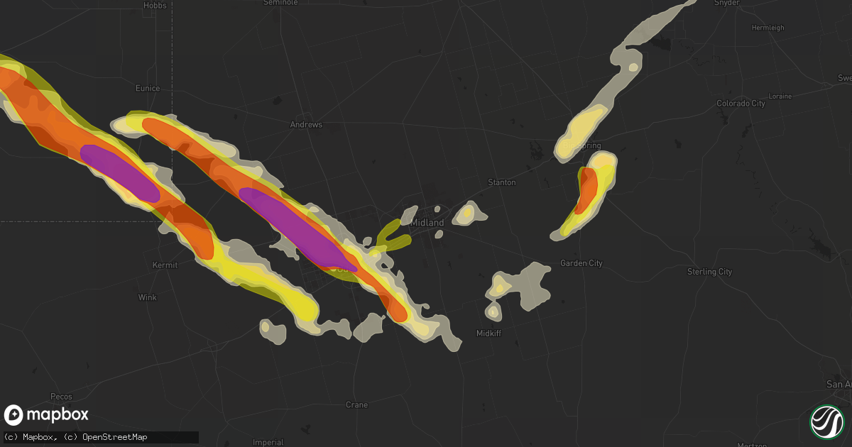 Hail map in Midland, TX on September 17, 2016
