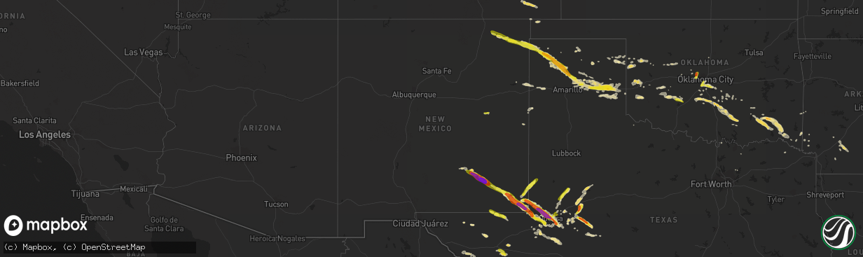 Hail map in New Mexico on September 17, 2016