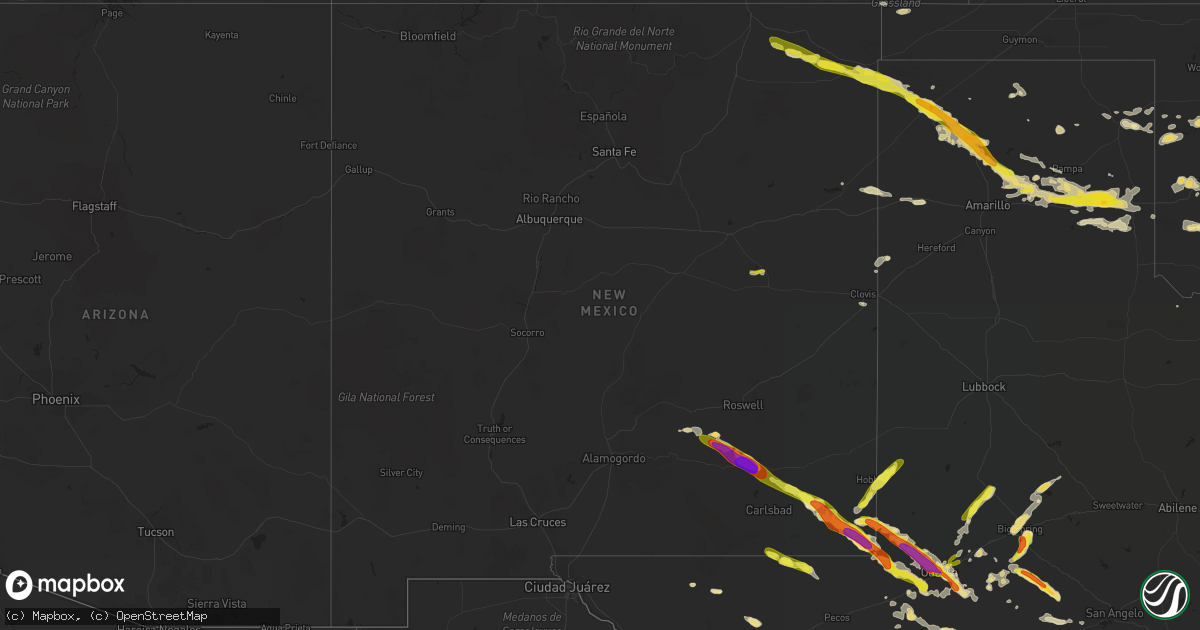 Hail map in New Mexico on September 17, 2016