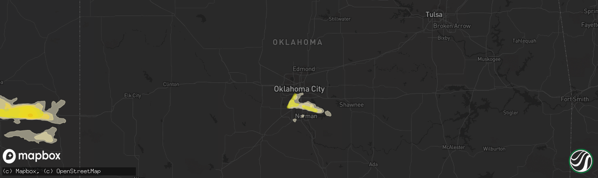 Hail map in Oklahoma City, OK on September 17, 2016